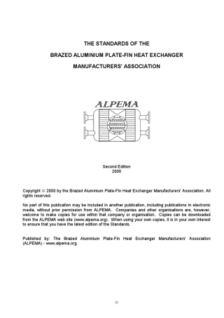 板翅式换热器标准AlpemaStandards