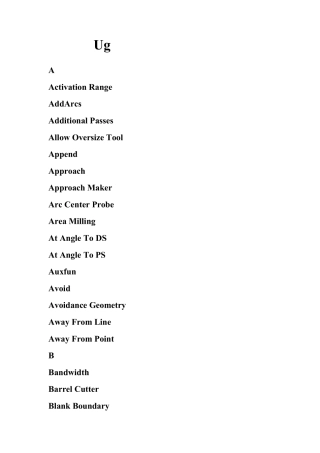 极品ug加工中英文对照