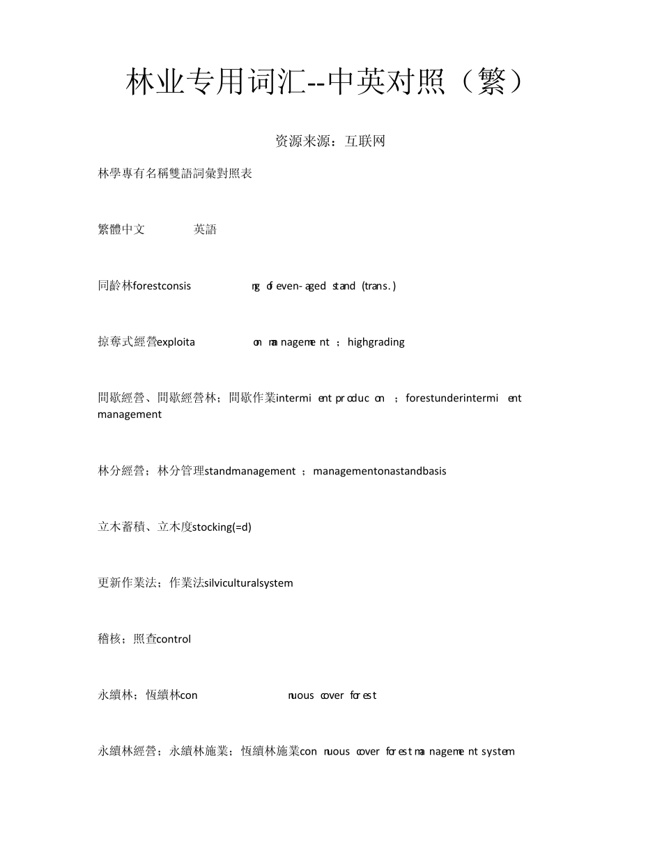 林业专用英语词汇_第1页