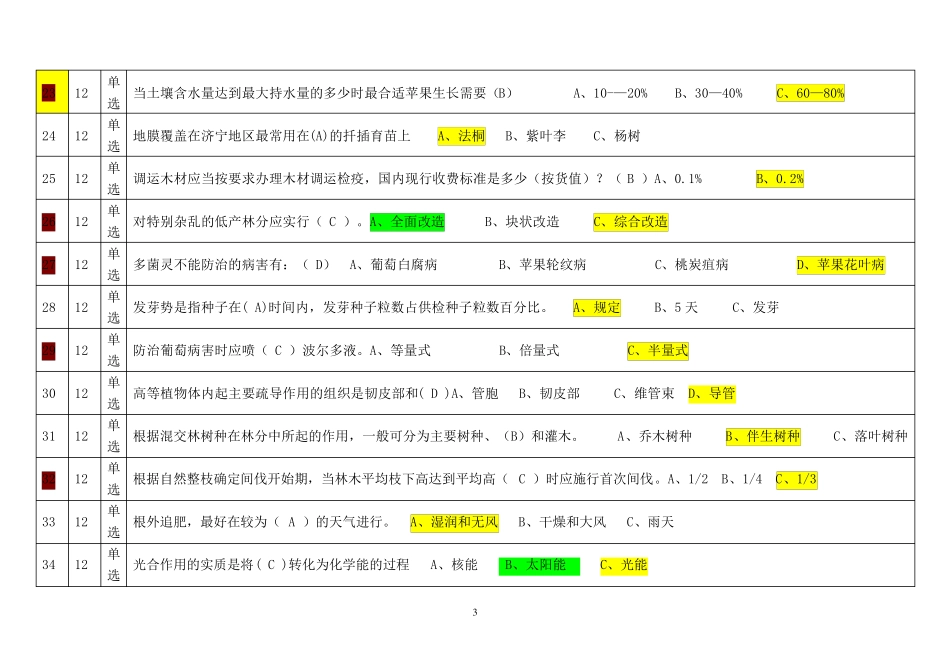林业职称考试题单选题_第3页