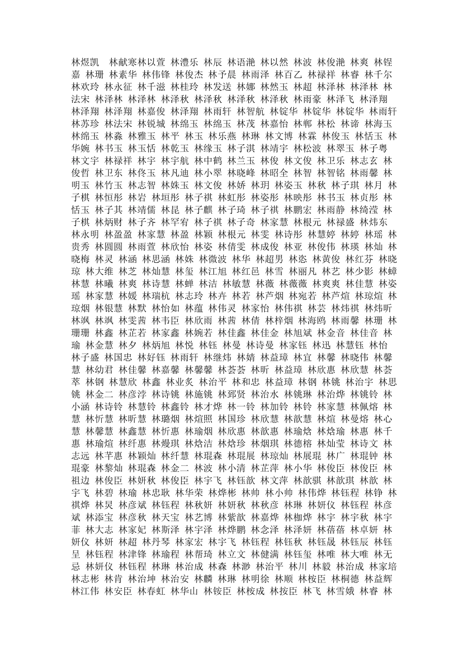林姓宝宝备选名字全集_第1页