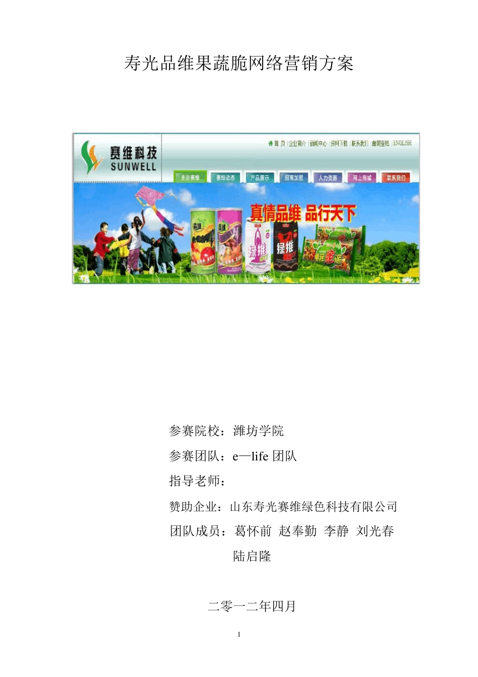 果蔬脆网络营销方案_第1页