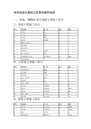 架空线路主要施工机具和操作指南
