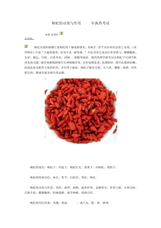 枸杞的功效与作用
