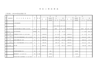 某110KV变电站投资估算书