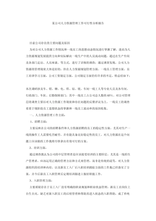 某公司人力资源管理工作可行性分析报告