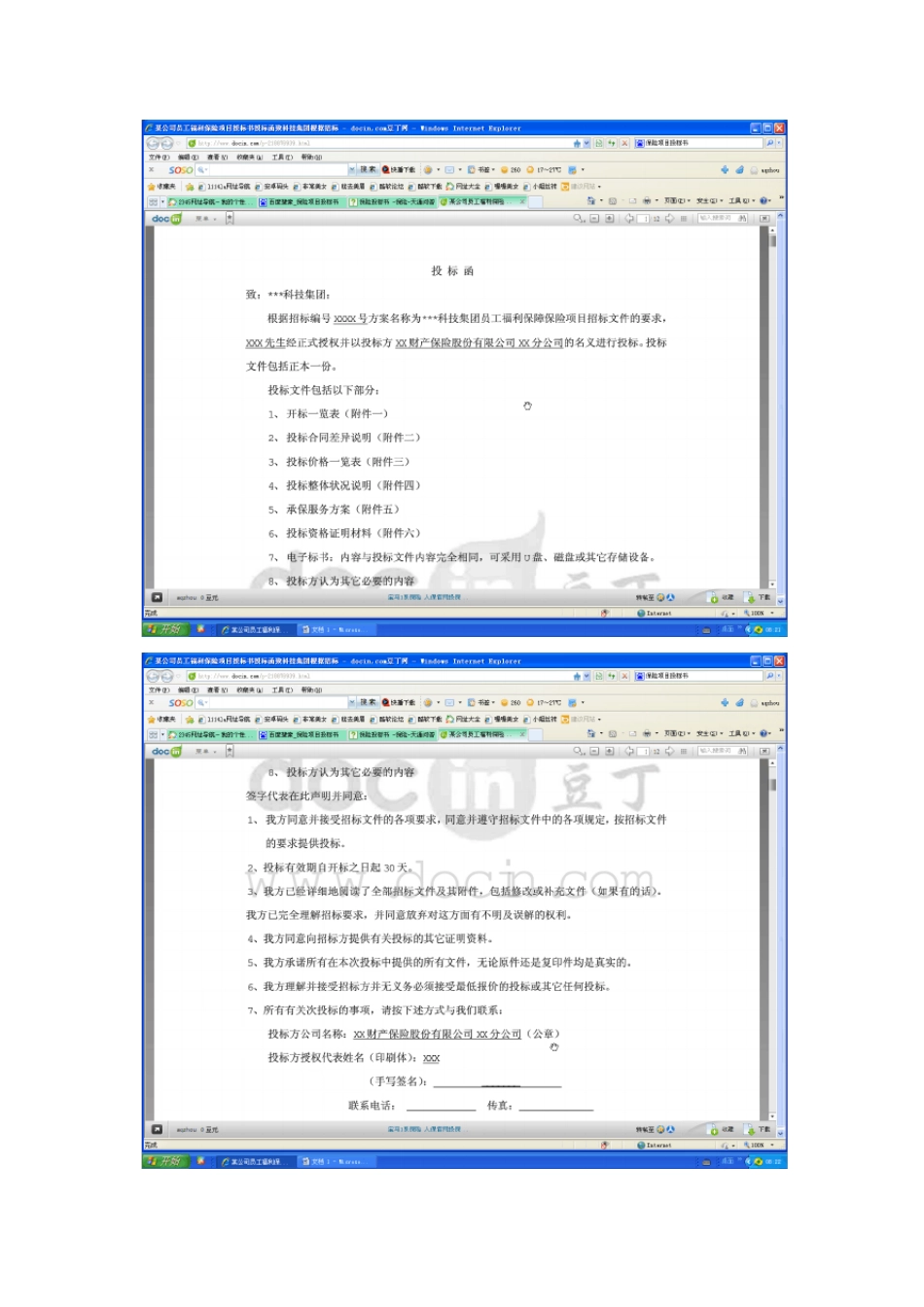 某公司员工福利保险项目投标书_第1页