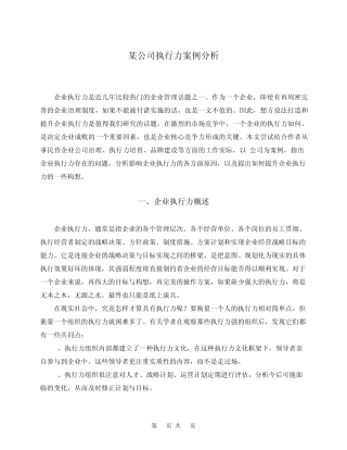 某公司执行力案例分析