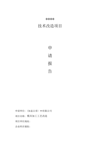 某公司技术改造项目申请报告