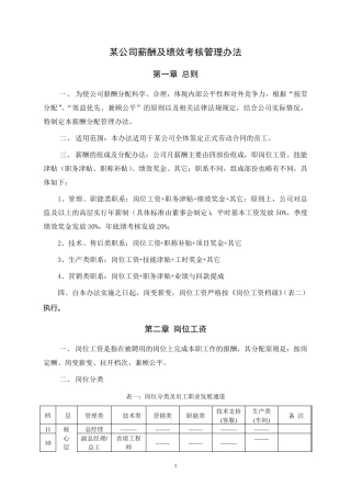 某制造企业薪酬及绩效考核管理办法