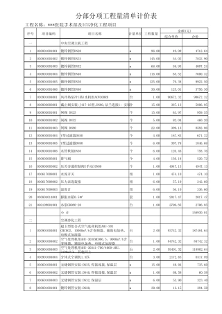 某医院手术室投标报价清单