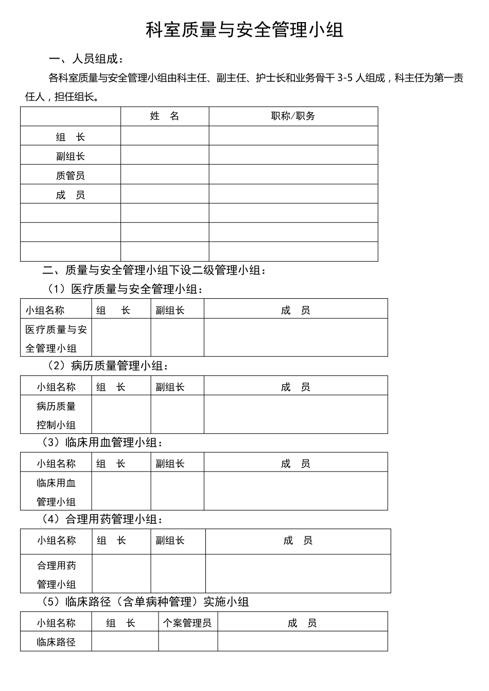 某医院科室质量与安全管理持续改进记录手册_第2页