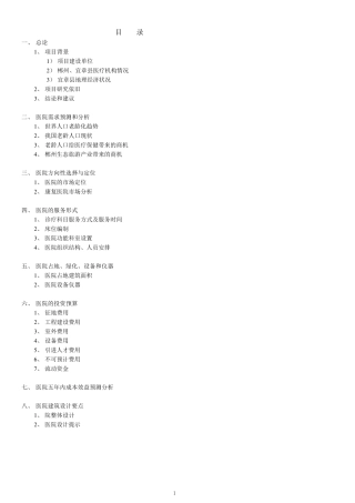 某医院项目可行性分析报告