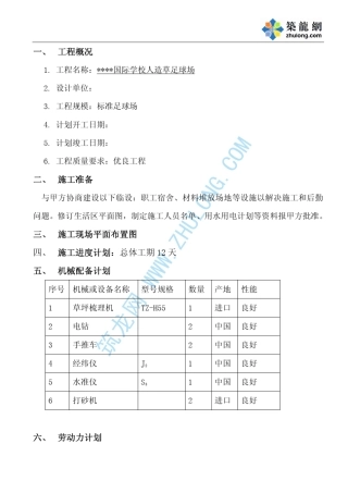 某学校人造草足球场施工方案