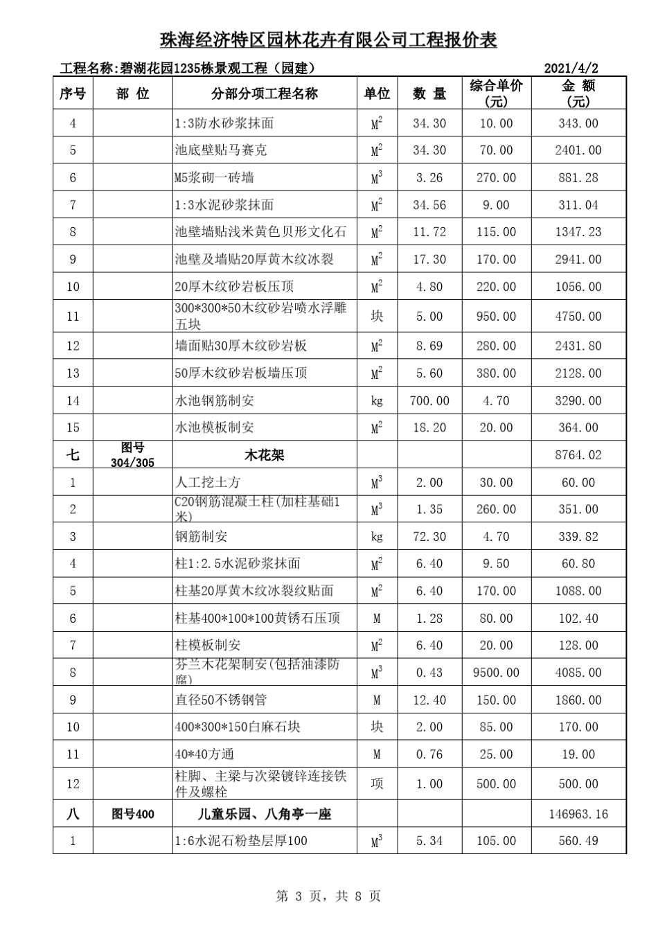 某小区园林工程报价表_第3页
