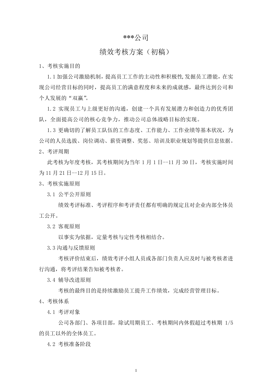 某工程建筑公司绩效考核方案_第1页