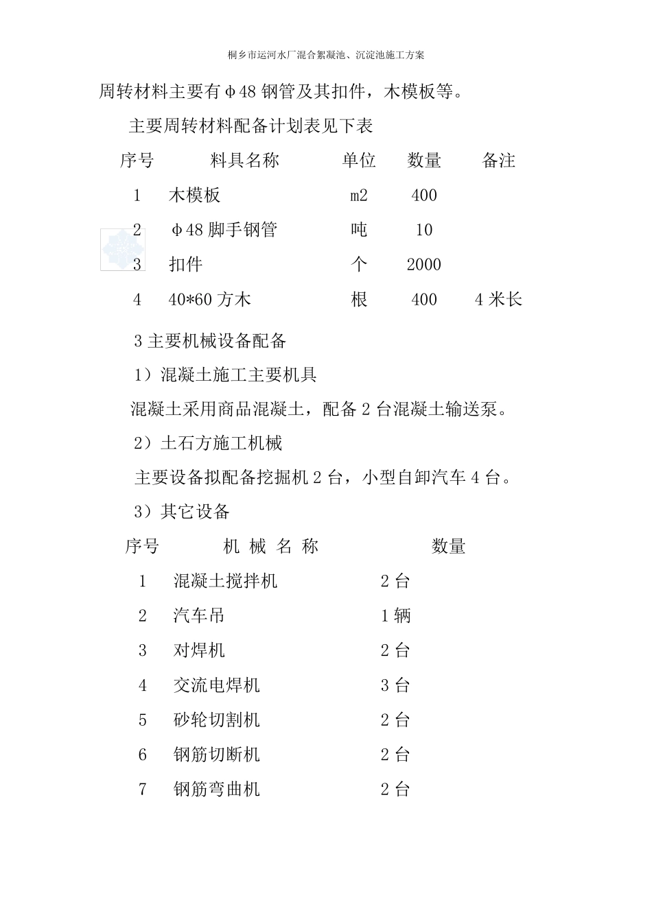 某市水厂混合絮凝池、沉淀池施工方案_secret_第3页
