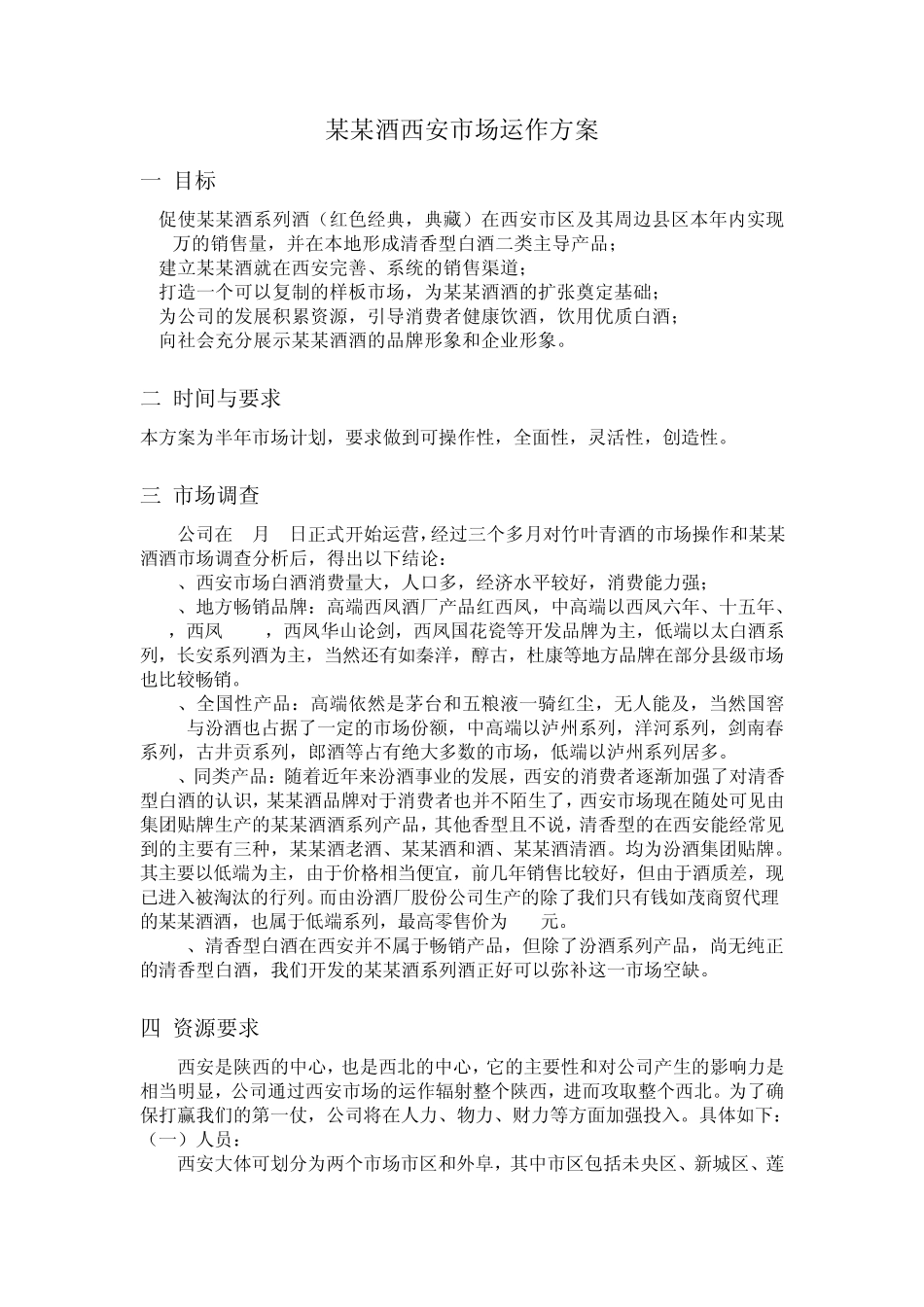 某某白酒西安市场运作方案_第1页