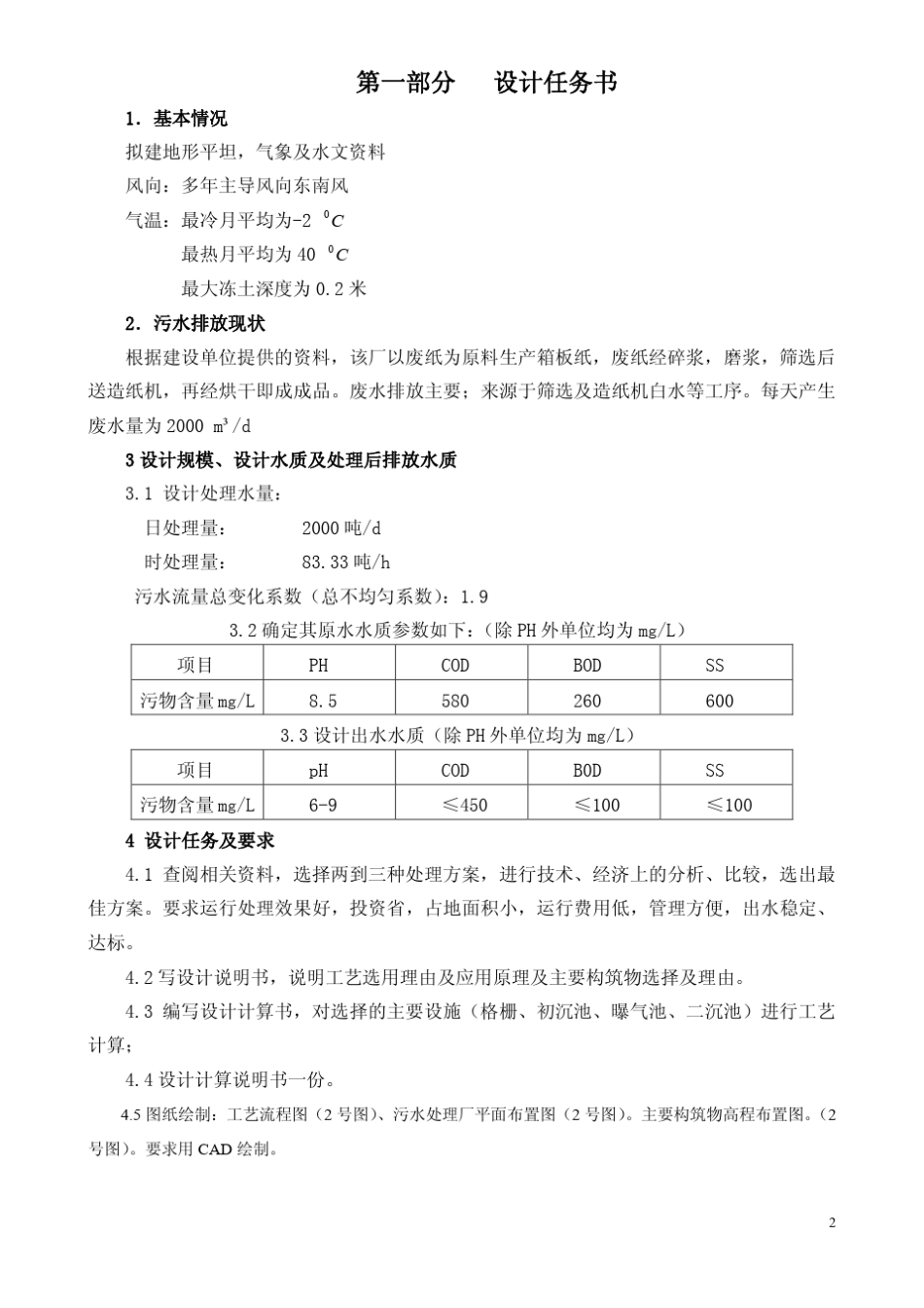 某污水厂课程设计说明书_第2页