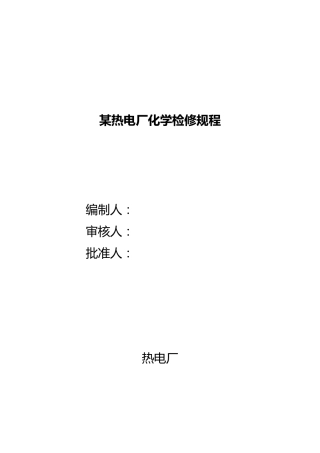 某热电厂化水检修规程