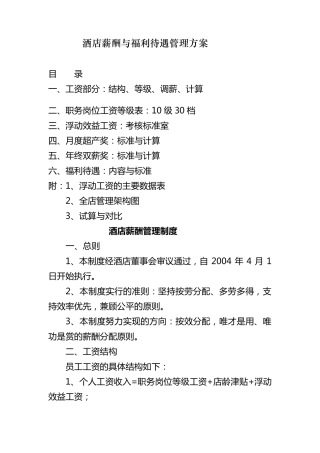 某酒店薪酬体系管理案例11
