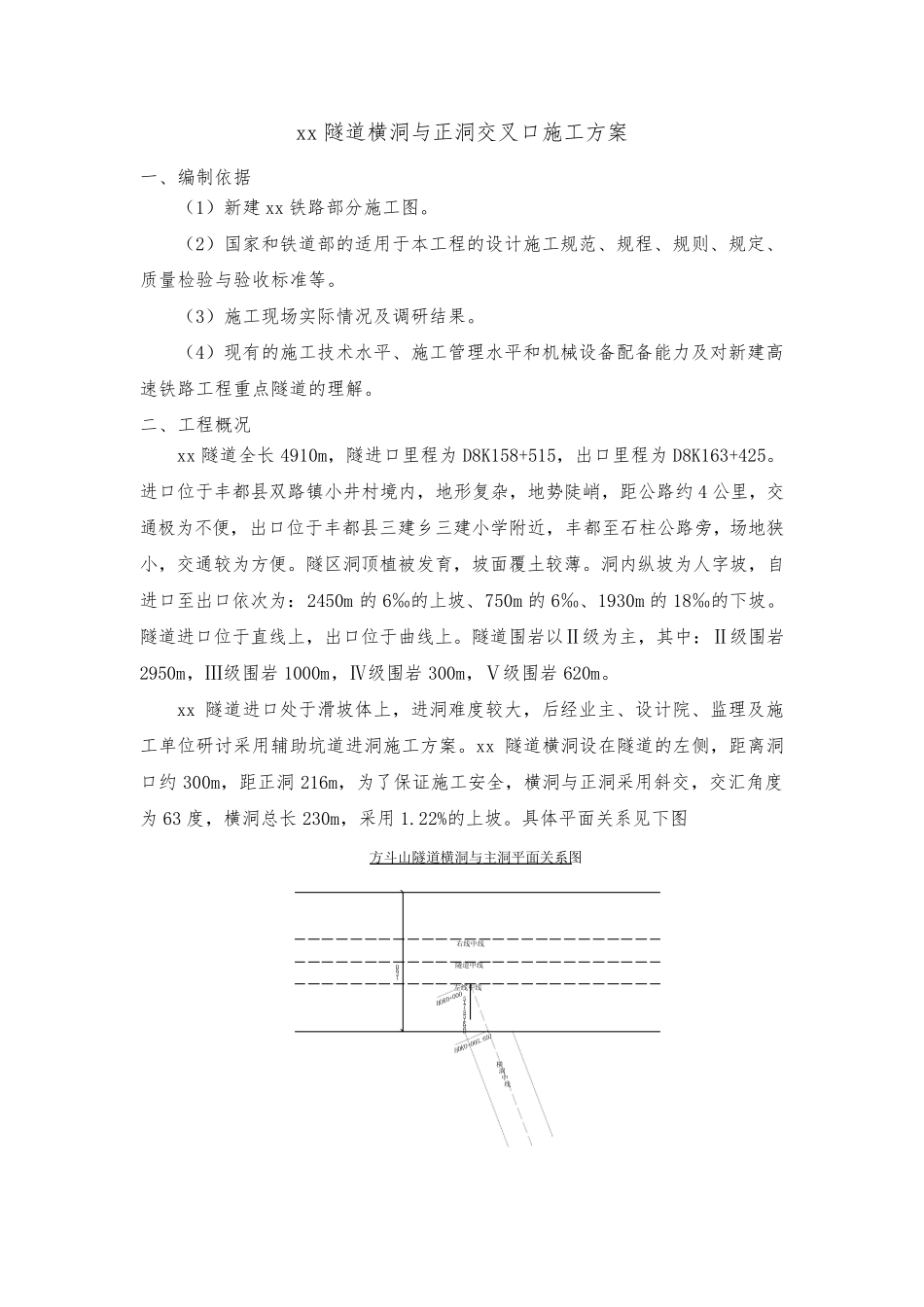 某隧道横洞与正洞交叉口施工方案_第1页