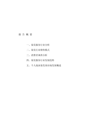 染发行业分析及调查报告
