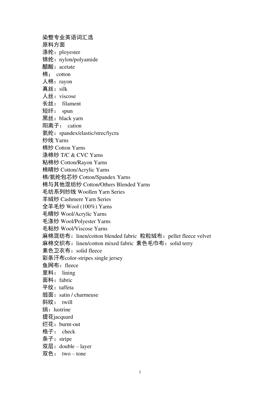 染整专业英语词汇选ranzheng_第1页