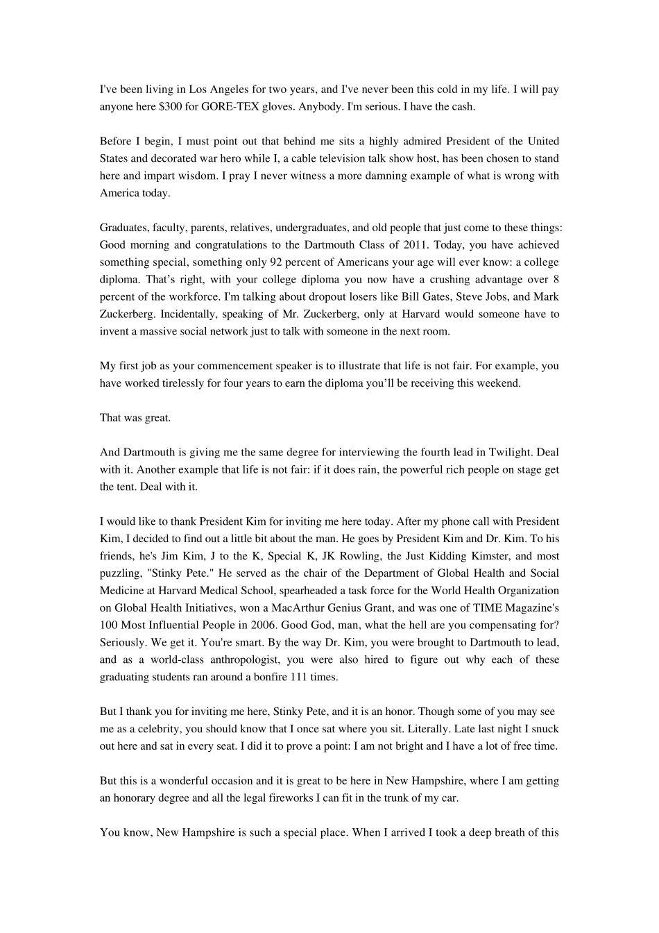 柯南·奥布莱恩达特茅斯学院2011毕业演讲英文全文_第1页