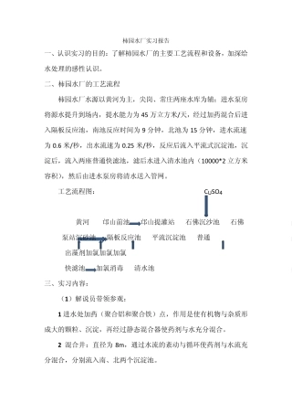 柿园水厂实习报告