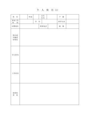 标准个人简历模板(6套,可编辑)[WORD版,直接使用]个人简历word可编辑