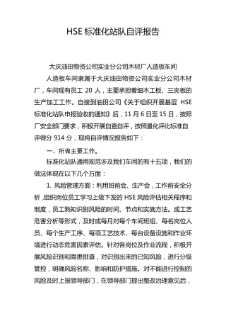 标准化战队自评报告