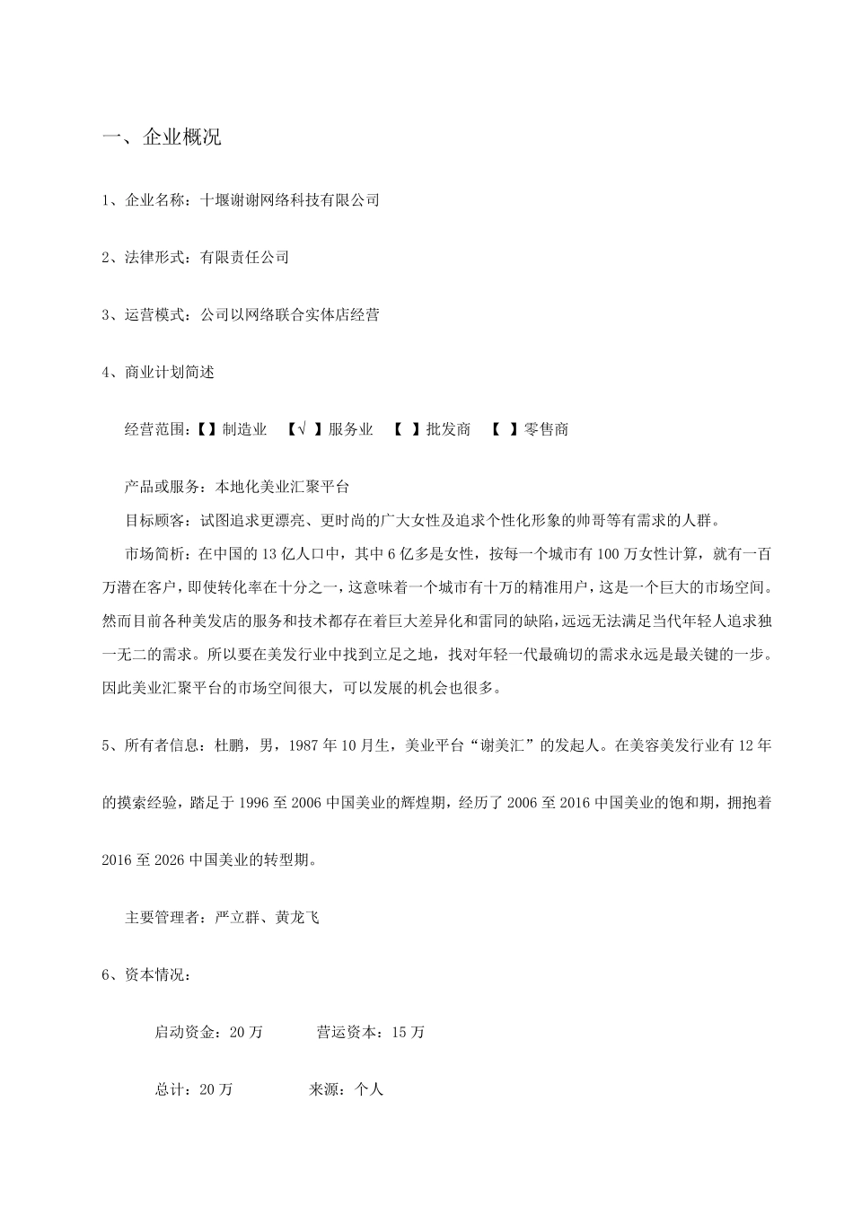标准商业计划书范文_第3页
