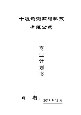 标准商业计划书范文
