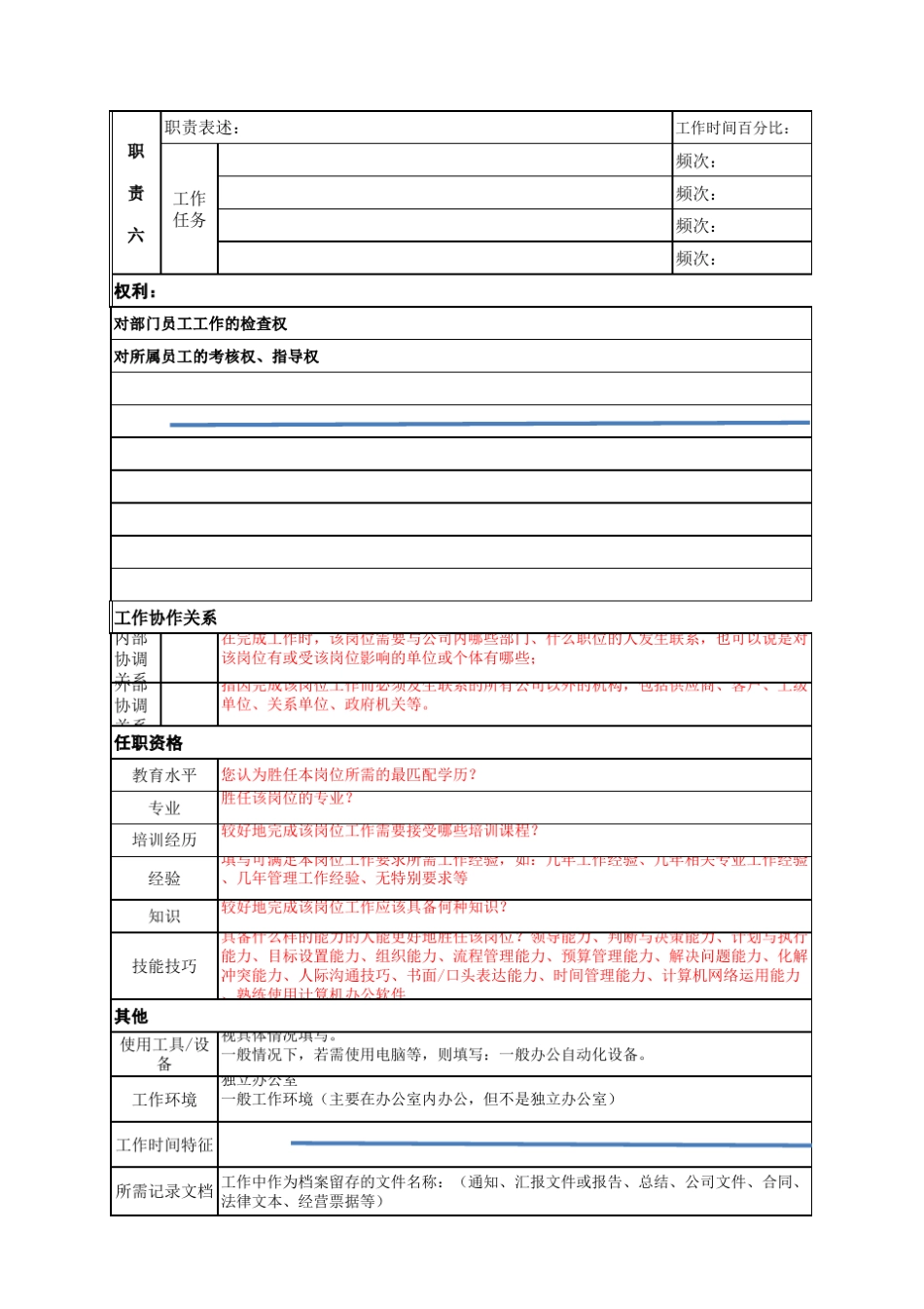 标准岗位说明书模版及填写规范说明_第2页