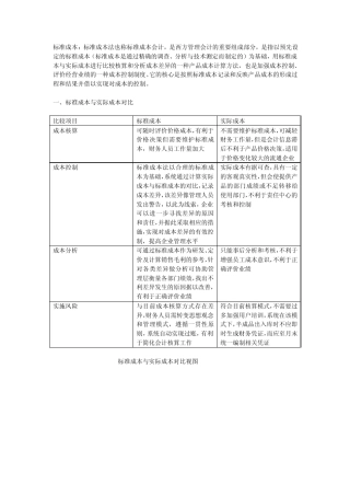 标准成本VS实际成本