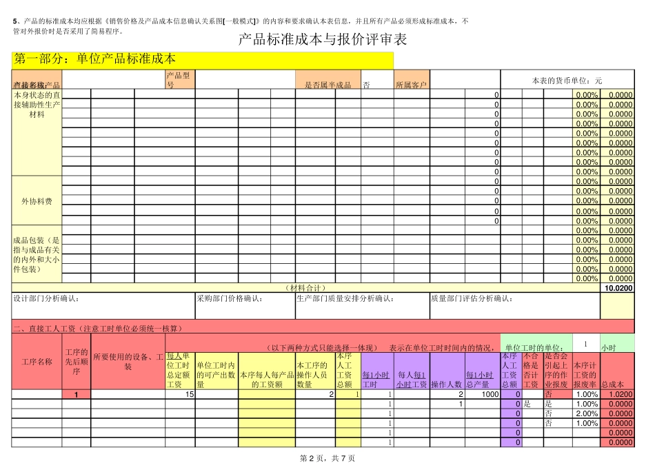 标准成本和报价系统分析表(套表)_第2页