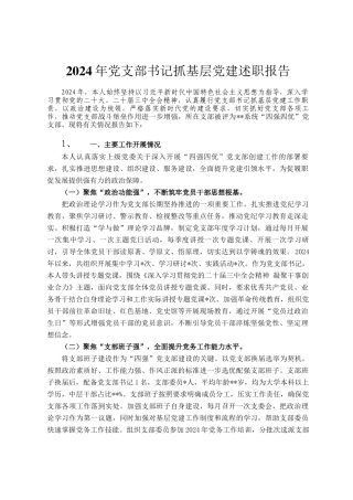 2024年党支部书记抓基层党建述职报告