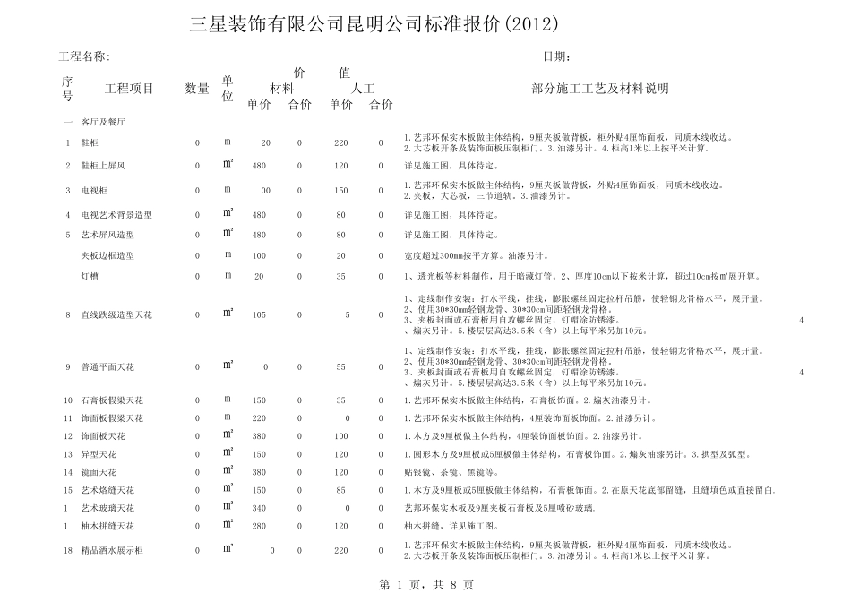 标准报价单(2012高端)_第1页