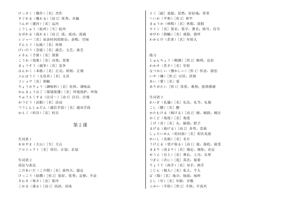 标准日本语中级单词(中级上)_第3页