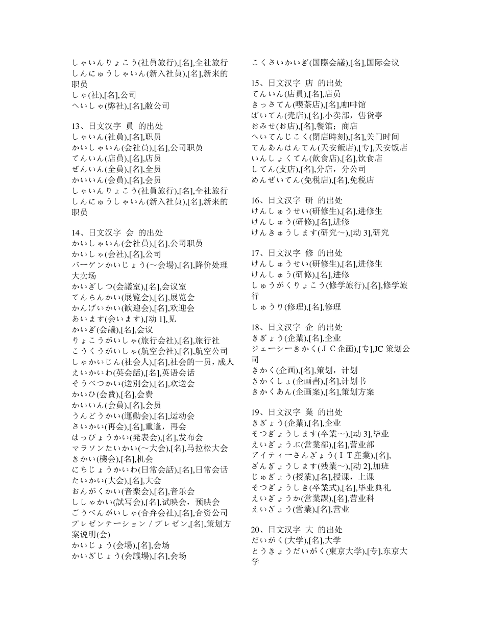 标准日本语初级汉字总结以音节为序1_第3页