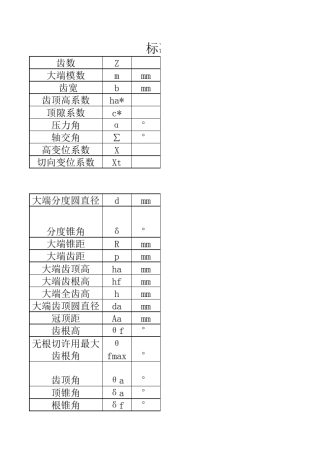 标准锥齿轮有关参数计算公式及示例