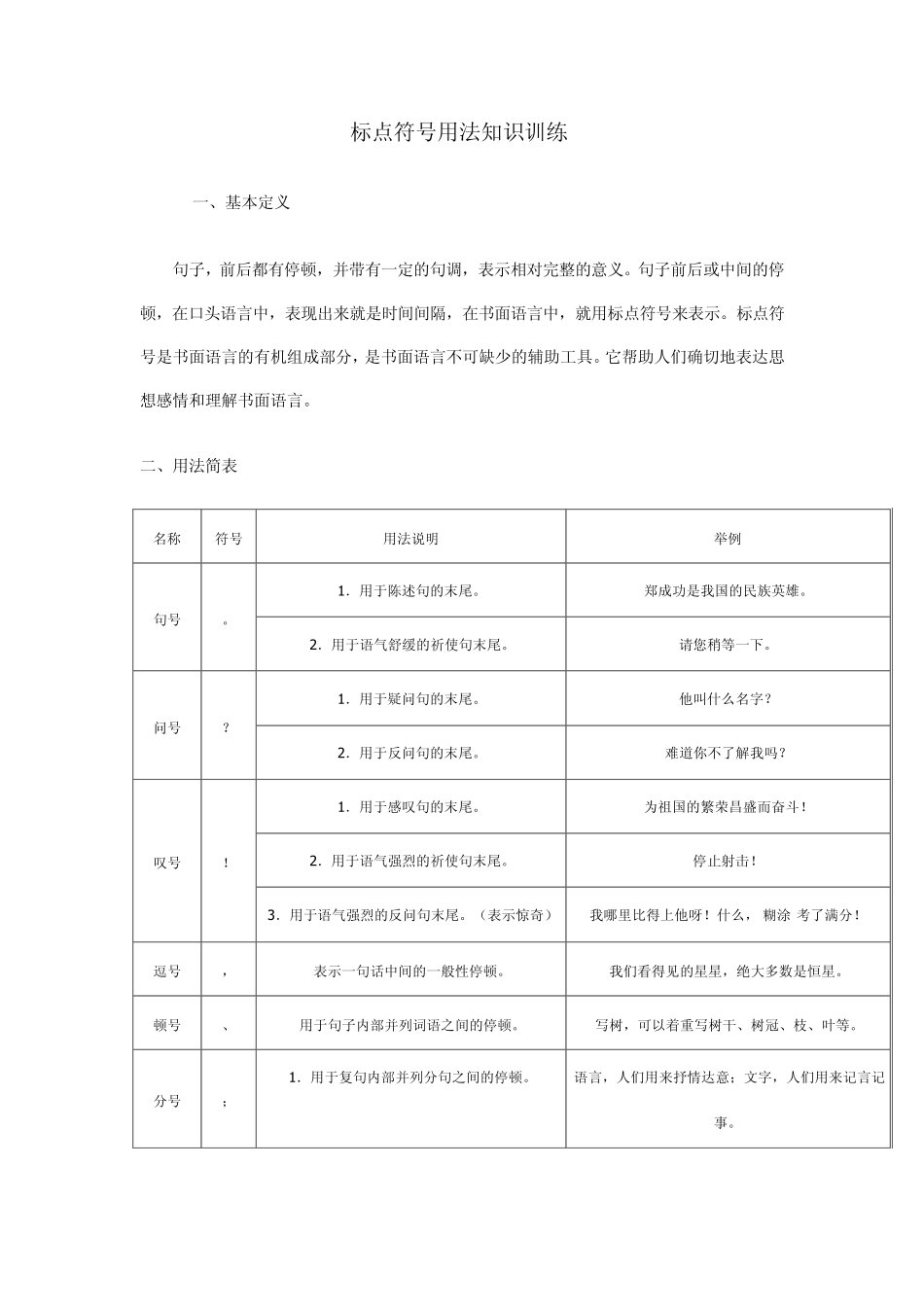 标点符号用法知识训练_第1页