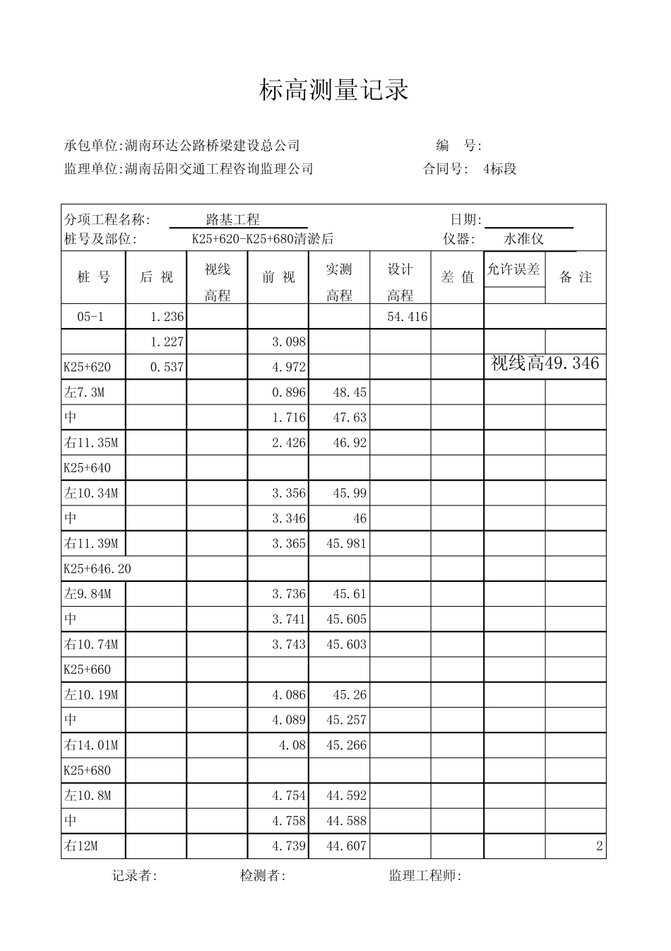 标高测量记录表_第2页
