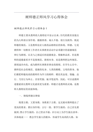 树师德正师风学习心得体会