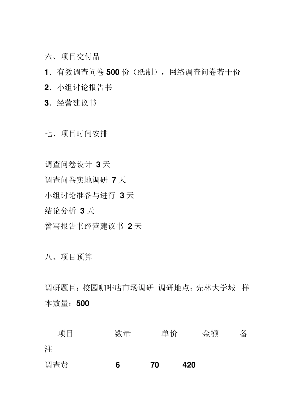 校园咖啡店市场调研项目计划书_第3页