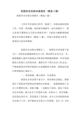 校园安全自检自查报告(3篇)