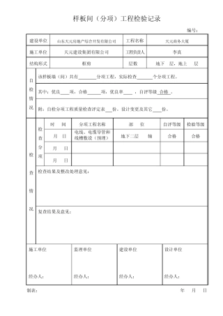 样板间(分项)工程检验记录