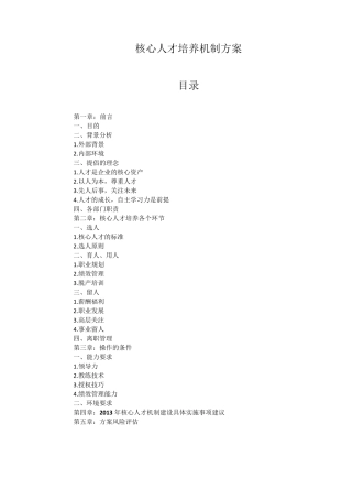 核心人才培养机制方案