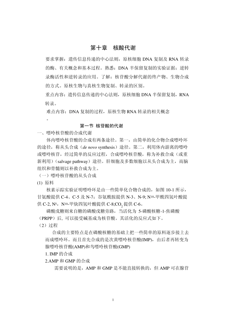 核苷酸代谢讲义_第1页